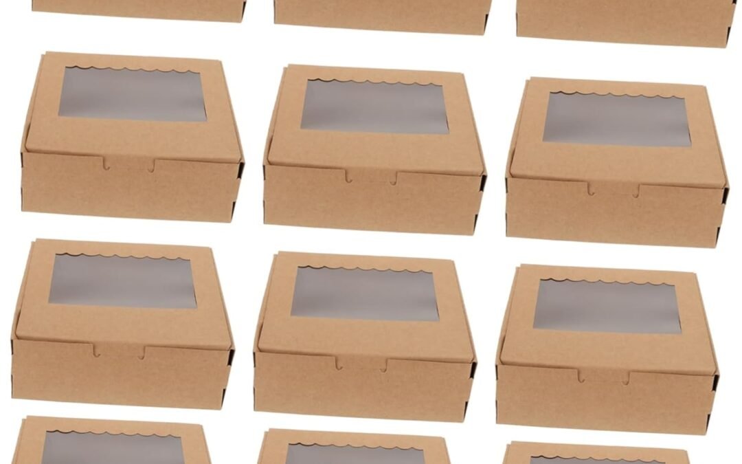 OEM KICHOUSE 1 Set Kraft Paper Cake Packing Box with Transparent Window for Cupcakes and Desserts for Home Bakery and Supermarkets Factory