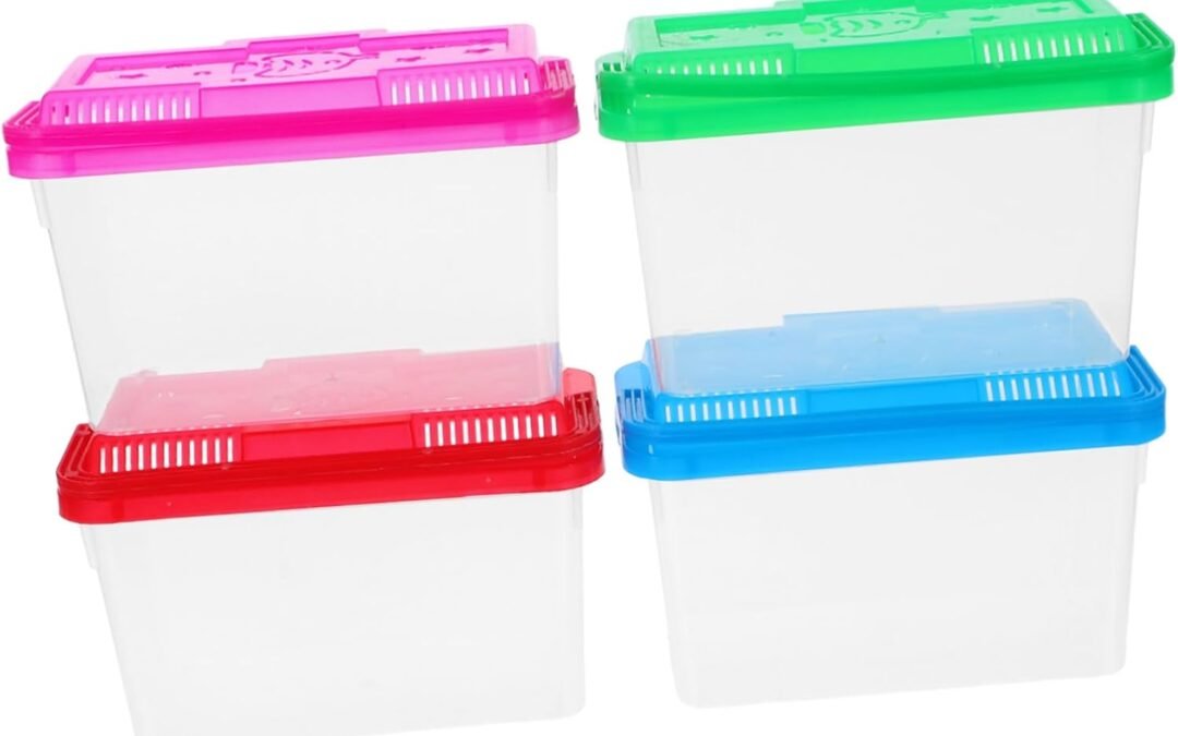 OEM Kisangel 4Pcs Handheld Fish Tank Portable Pet Carrier Transparent Plastic Breeding Box with Handle for Small Fish Turtles Reptiles and Hamsters for Safe Transportation Factory