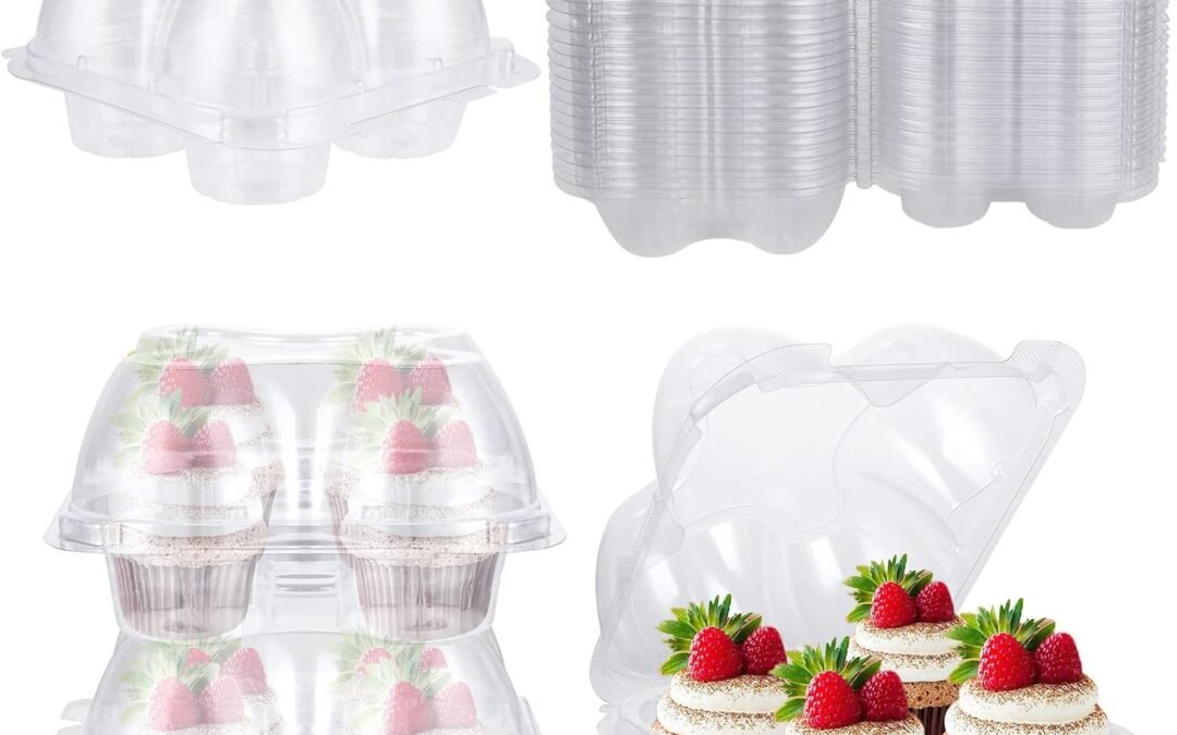 OEM LANIAKEA 50PCS Cupcake Boxes 4 Count Cupcake Containers Stackable Cup Cake Holders with Deep Dome Lid Clear Plastic Cupcake Containers for Easy Transport and Storage Factory