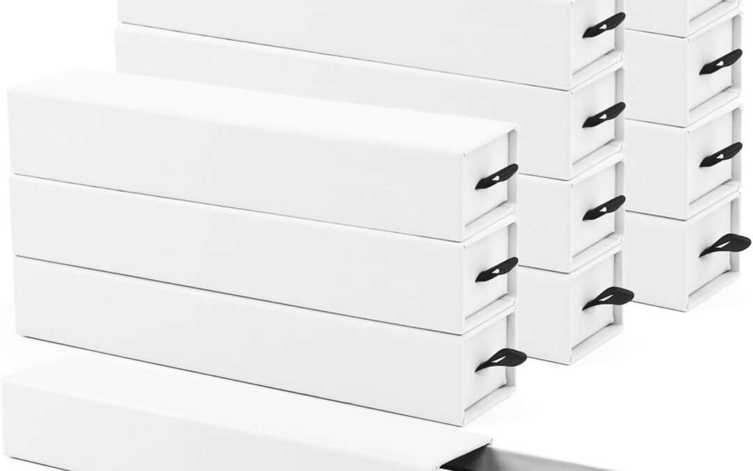 OEM Lainrrew Jewelry Gift Box, Luxury 12-Pack Jewelry Gift Box Velvet-Lined, Compact Drawer Style for Earrings & Rings, Stylish Necklace Bracelet Organizer, 8.3×1.8×1.4 Inches (White) Factory