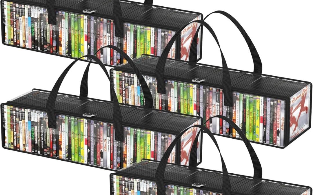 OEM Lifewit CD Storage Bags 4 Pcs, Clear PVC Plastic CD Organizer with Handles, Front Window Zipper Design, Water Resistant, Stackable Media Holder Case for DVDs, Albums, Hold up to 200 CDs (50 Each) Factory