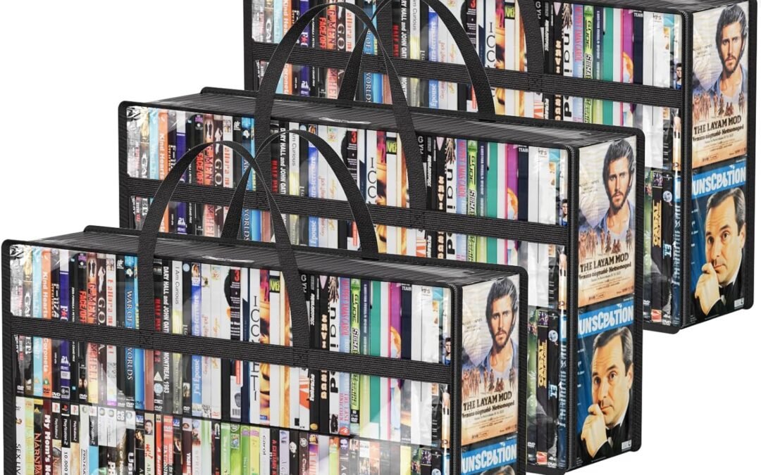 OEM Lifewit DVD Storage Bags 3 Pcs, Clear PVC Plastic DVD Organizer with Handles and Zipper, Media Holder for Blu Ray Disc, Movie Cases, VHS Box, Video Game Disks, Albums, Books, Holds 270 DVDs (90 Each) Factory