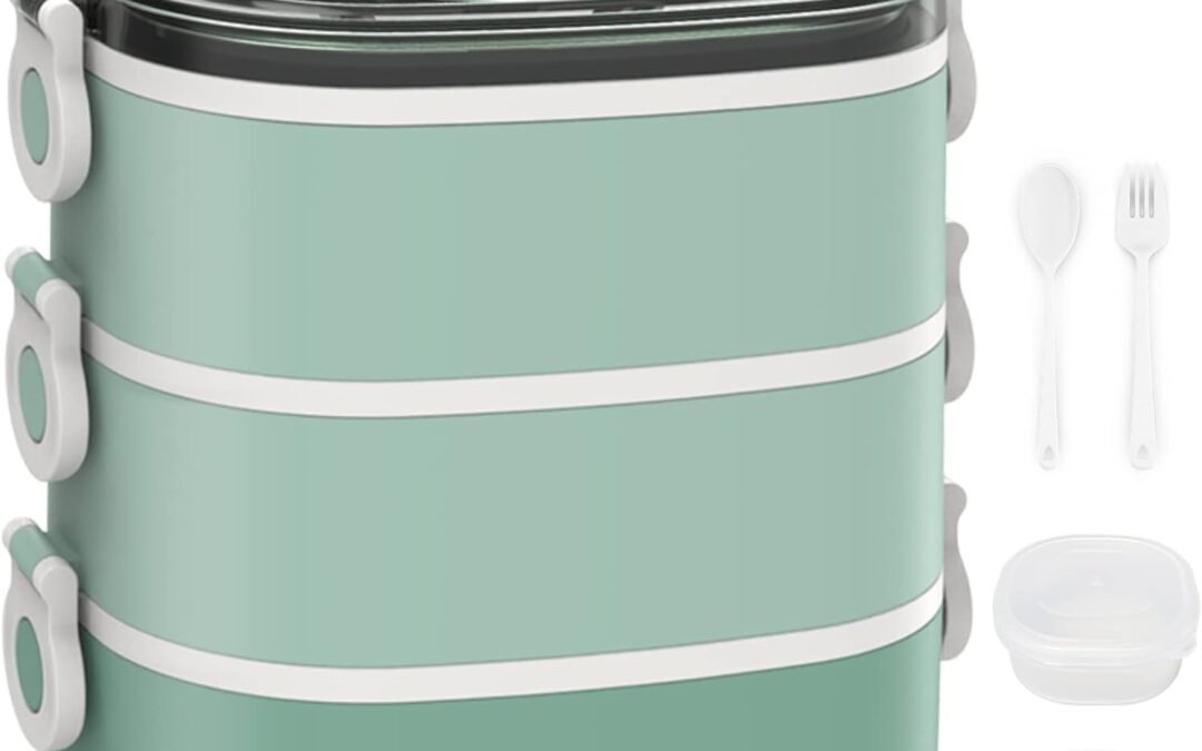 OEM Lunch Box, Stackable 3 Layers Containers, Portable 94OZ Large Capacity Leakproof Bento Box with Spoon & Fork & Sauce Boxes, Microwave Safe Lunch Box for Kids and Adults Factory
