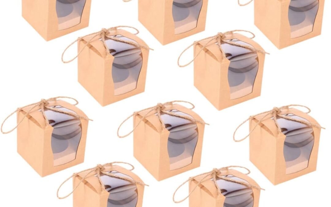 OEM MAGICLULU 10pcs Bakery Boxes with Window Kraft Paper Cupcake Containers for Muffins Elegant Treat Packaging for Desserts for Weddings Birthdays Events Factory