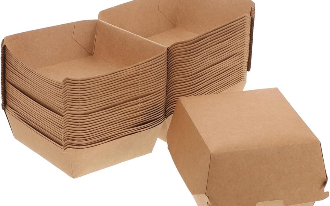 OEM MAGICLULU Paper Hamburger Boxes 30pcs Disposable Takeout Containers Food-grade for Fast Food Snack Party Factory