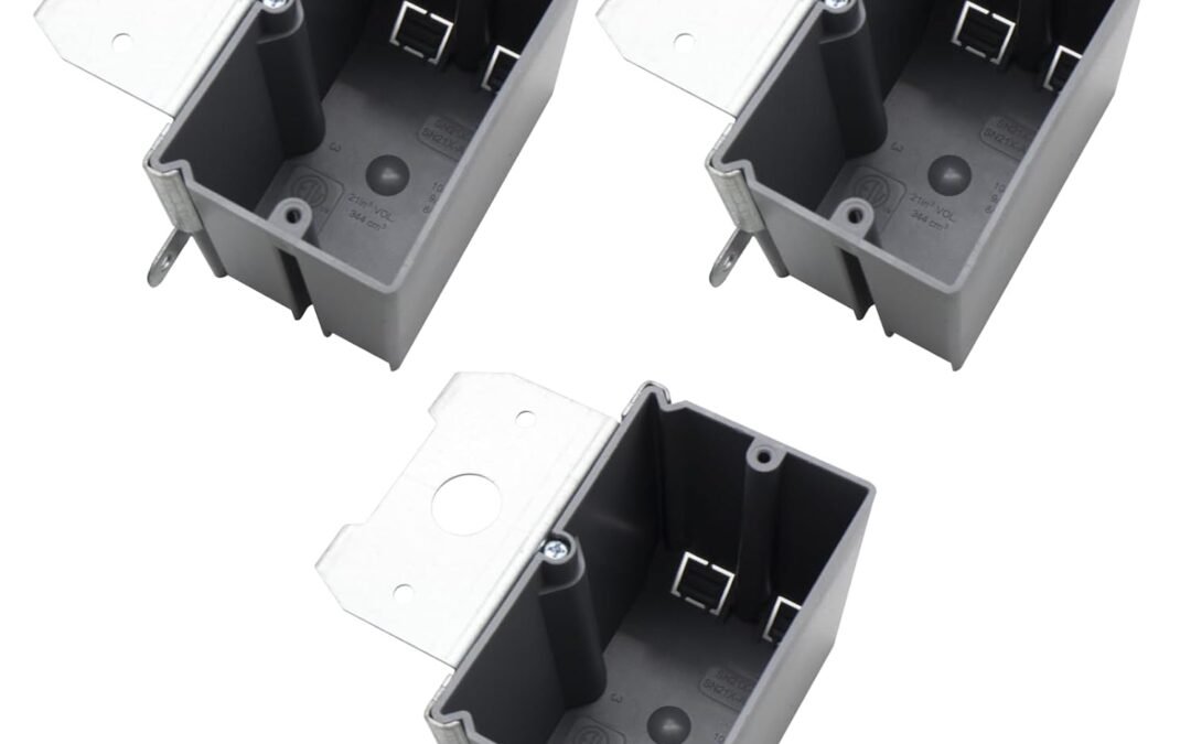 OEM MAKERELE 1-Gang Adjustable Outlet Box Plastic, PVC Grey Electrical Switch Outlet Box, 21 Cubic Inches Flexibly Adjustable Electrical Box for Drywall with ETL Certified(3 Pack) Factory