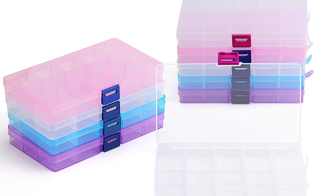 OEM MANCHAP 10 Pack 15 Grids Multicolor Plastic Jewelry Organizer Box, Beads Storage Containers with Removable Dividers, Plastic Organizer Box for Beads, Art Crafts, 6.9 x 4 x 0.8 Inches Factory