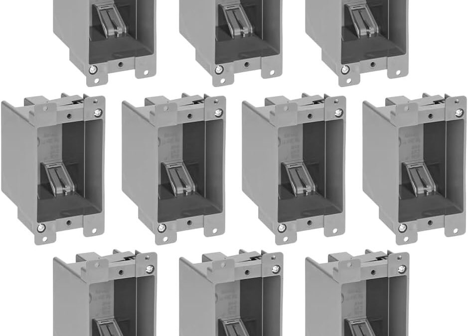 OEM Maxxima 1 Gang 14 cu. in. PVC Old Construction Electrical Switch and Outlet Junction Box, Old Work Non-Metallic Electrical J-Box w/Screws, ETL Listed, 2 Hour Fire Rating, Gray, 10-Pack Factory