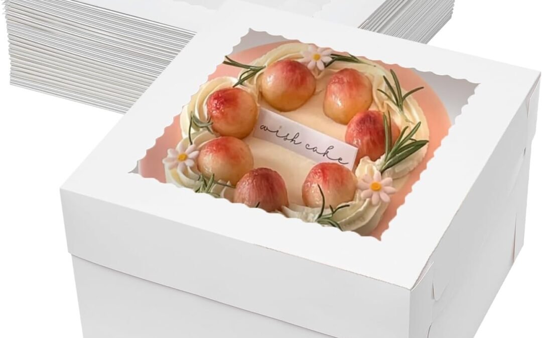 OEM Mcfleet 16pcs Cake Boxes 10 Inch 10x10x8 Bakery Boxes for Tier Cakes with Window White Large Tall Cardboard Bakery Take Out Carrier Containers with Lids for Wedding, Birthday, Party Factory