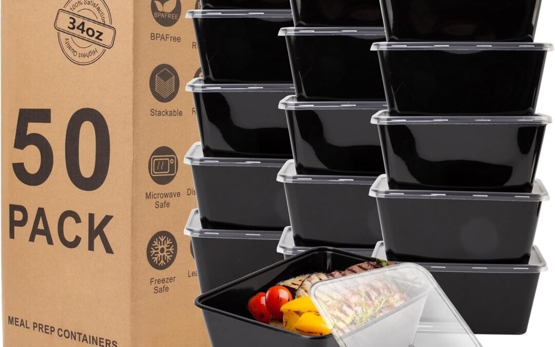 OEM Meal Prep Containers 50Pack – 34oz Food Storage Containers with Lids, Reusable Food Prep Containers, Disposable To Go food Containers for Takeout, BPA Free, Stackable, 1000ml, Microwave/Freezer Safe Factory