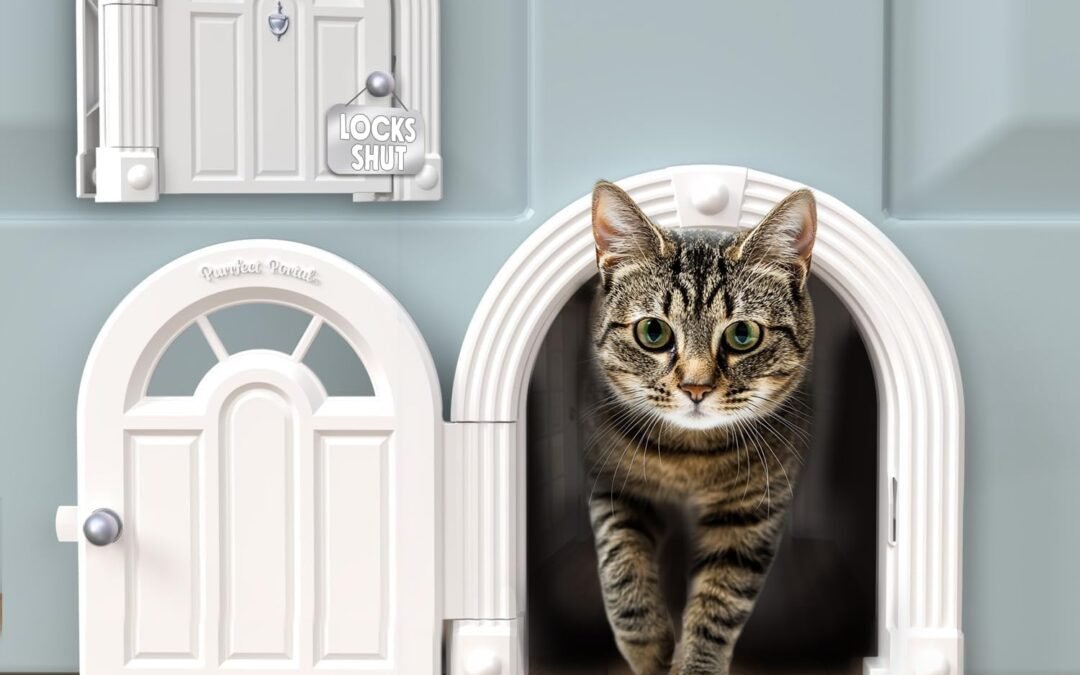 OEM Meow Manor® Cat Door Interior Door – No-Flap, Interior Cat Door for Cats Up to 20 lbs, Easy DIY Setup, Secured Installation in Minutes, No Training Needed… Factory