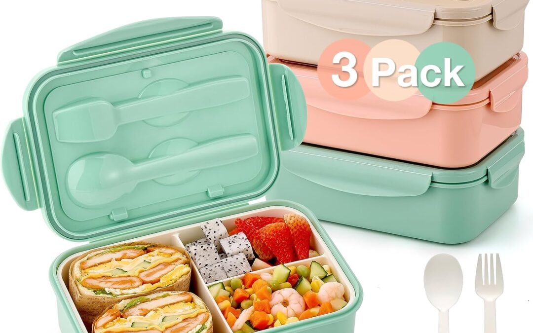 OEM Mfacoy 3 Pack Bento Boxes for Adults/Kids, 1100 ML Bento Lunch Box With Spoon & Fork, Lunch Box Containers, Bento Box for Dining Out, Work, Picnic, BPA-Free, Microwave & Dishwasher Safe Factory