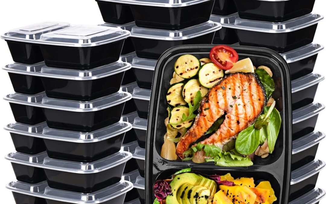 OEM Moretoes 50 Pack 32oz Meal Prep Containers Reusable 2 Compartment Food Storage Containers with Lids Plastic Stackable To Go Boxes Microwave, Freezer, Dishwasher Safe Factory