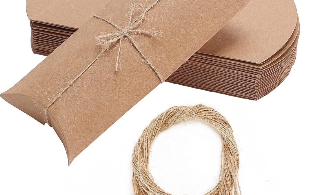 OEM Mr. Pen- Kraft Pillow Boxes, 6.3×3.4×1.3 in, 25 Pack with Jute Twines, Kraft Gift Boxes, Paper Boxes for Gifts, Paper Pillow Candy Box, Pillow Boxes Craft, Favor Gift Boxes, Pillow Gift Boxes Factory