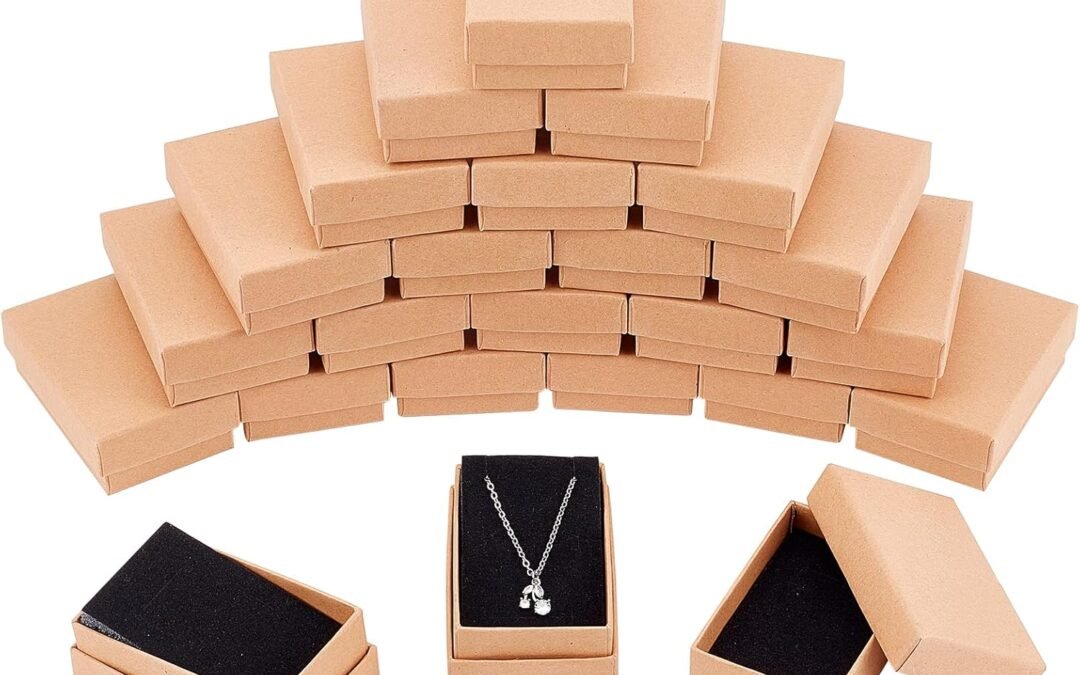 OEM NBEADS 24 Pcs Rectangle Jewelry Box, 3.1x2x1″ Tan Cardboard Jewelry Boxes Kraft Paper Gift Packaging Boxes Christmas Gift Paper Box Cardboard Ring Boxes for Christmas Gift Packaging Factory