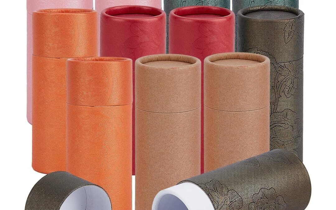 OEM NICENEEDED 12 Pcs 30ML Kraft Paper Tubes with Lid, Cardboard Boxes Empty Kraft Paper Jar Round Containers, Essential Oil Bottle Packaging Box Round Kraft Paper Containers for Tea Coffee Crafts Factory