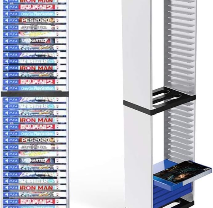 OEM Nargos Video Game Storage Stand Tower for PS5/ PS4/ PS3/ Xbox Series S & X/Xbox one Game, Universal Game Disc Holder Vertical Blu Ray Case Organizer Factory