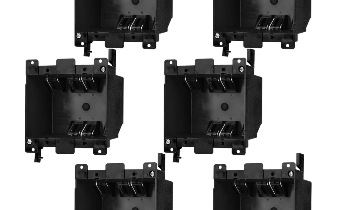 OEM Old Work 2-Gang Box, 2-Gang Electrical Box, 25 cu.in. PVC Old Work Electrical Switch and Outlet Box, Plastic Junction Box for Home Improvement, ETL Listed (Black-6Pack) Factory