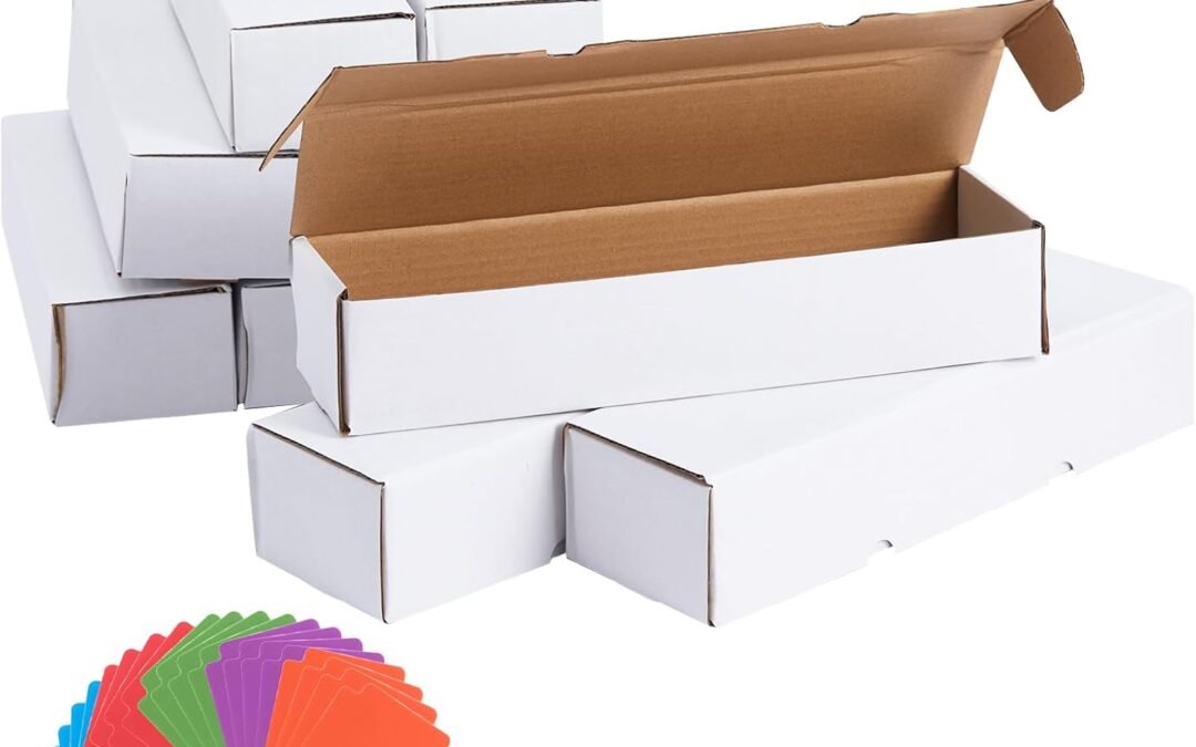 OEM OldPAPA Trading Card Storage Box,Cardboard Sports Game Card Storage Collector Boxes with Dividers,Card Organizer for Basketball Cards,Hold Standard Trading Cards (12-Pack-White-Long Size) Factory