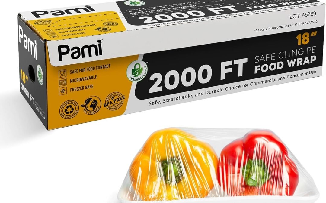 OEM PAMI Plastic Food Wrap 18 Inch Wide X 2000ft, Clear Bpa Free Cling Wrap with Dispenser Box, Commercial Food Wrap Microwave Freezer Safe Factory