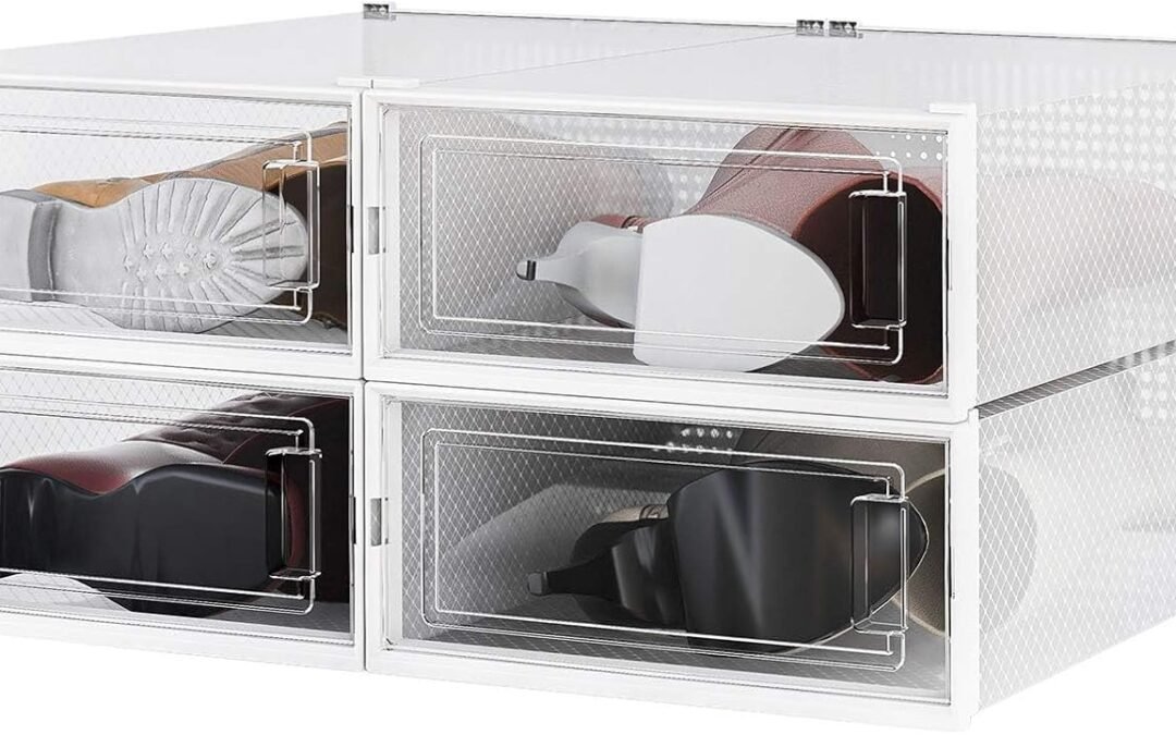 OEM PARANTA 4-Piece Boot and Shoe Storage Box, Stackable Clear Plastic Shoe Box, Space-Saving Shoe Organizer for Boots, Sneakers, and High Heels, Clear Factory