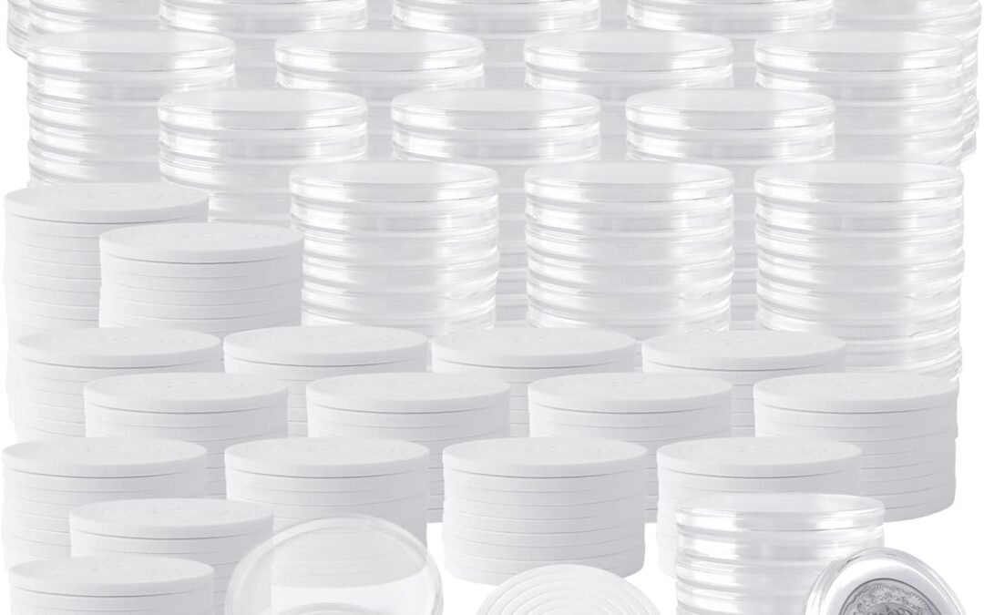 OEM PINGEUI 200 PCS 1.8 Inch Transparent Coin Capsules, Coin Holder Case with Inner Cushion, 5 Sizes Plastic Coin Capsules Cases for All Coins, 0.79/0.98/1.18/1.38/1.57inch Factory