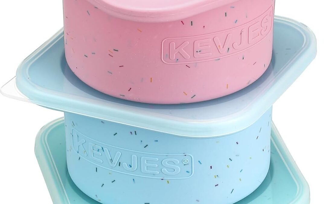 OEM PLUS 1000ml Pizza Dough Proofing Containers for DIY family Artisan Pizza, Food Grade Silicone Stackable Boxes with Lids, Freezer, Fridge, Dishwasher Safe-Sprinkles Pattern-3 Pack (Multicolors) Factory