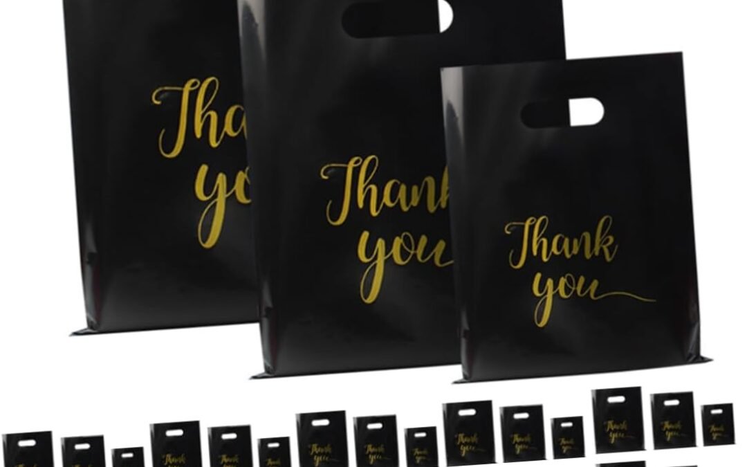 OEM PRETYZOOM 300PCS Thank You Merchandise Bags Plastic Handle Bags for Retail Bulk Packaging for Clothing and Small Items Factory