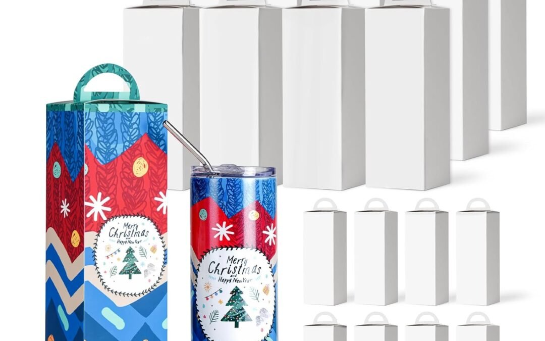 OEM PYD Life 20 Pack Sublimation Skinny Tumblers 20 OZ Gift Boxes Blanks Bulk Matte White 3.15″ x 3″ x 11.8″ for Custom Designs Heat Press Transfer Factory