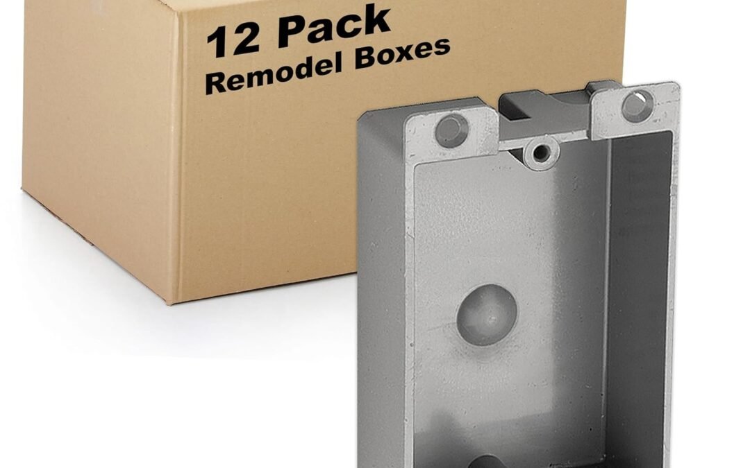 OEM (Pack of 12) Plastic Electrical Box, Shallow Remodel Box, 8 Cubic Inch Grey Outlet Box, Single Gang Old Work Junction Box, Length 4.25”, Width 2.4”, Depth 1.24”, Solid PVC Construction, ETL Listed Factory