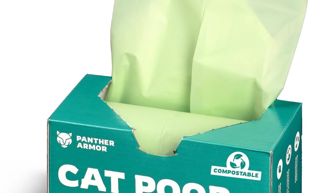 OEM Panther Armor Compostable Cat Litter Bags for Poop – 100x Unscented Pet Waste Bags, 13x9in Leak Proof Kitty Litter Bags – Odor Proof, Easy Open Dispenser Box of Cat Poop Bags Factory