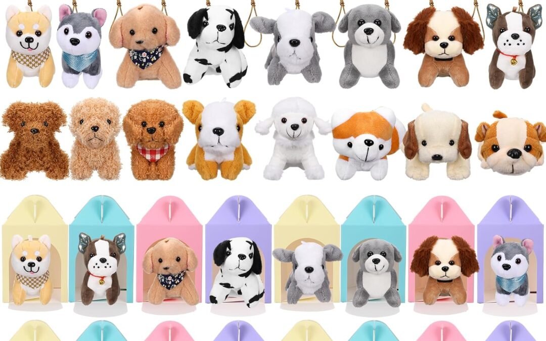 OEM Patelai 48 Pcs Adopt a Puppy Party Favors,16 Small Stuffed Puppy Bulk 16 Cute Birthday Mini Hats 16 Colorful Kraft Paper Boxes Mini Stuffed Gift for Adoption a Pet Birthday Party Favor Supplies Factory