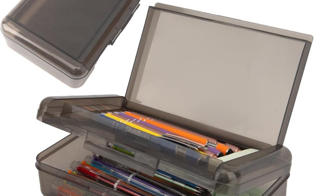 OEM Pencil Case Box, Black Double Layer Large Capacity Plastic Pencil Boxs, Clear Hard Pen Case with Snap-tight Lid,Storage Art Craft Box Marker Organizer for Kids Boys Girls Offices School Supplies Factory