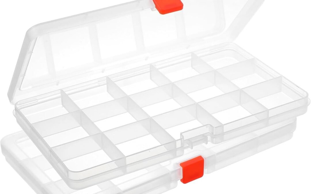 OEM Plastic Organizer Box, 2 Pcs 15 Grid Clear Bead Storage Containers with Dividers Craft Organizers and Storage for Beads, Jewelry, Crafts, Fishing Tackle, Earring, Studs, Small Items Factory