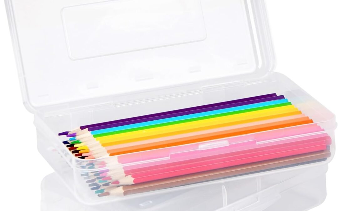 OEM Plastic Pencil Box 2 Pack, Large Capacity Pencil Case, Colored Pencil Boxes for Kids Adults, Hard Crayon Box Storage with Snap-Tight Lid for School Office Supplies (Clear) Factory