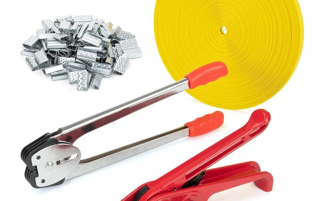 OEM Poly Strapping Tensioner & Cutter Manual Banding Sealer Tools Set with PP Plastic Strapping Kit 4000″ Length, 100 Metal Seals Factory