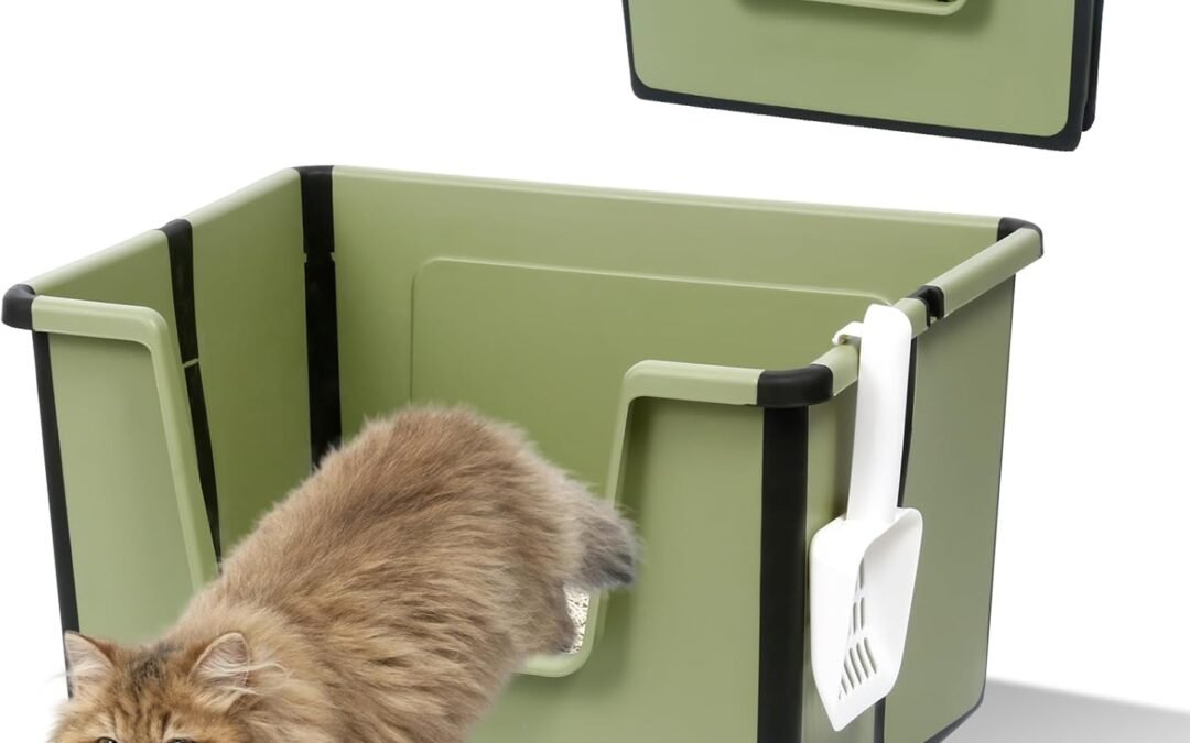 OEM Portable Travel Litter Box for Cats, Foldable Litter Box with Scoop for Kitty, Low Entry Large Litter Tray with High Sides, Collapsible Cat Toilet for Car, RV,Airplane Travel Factory