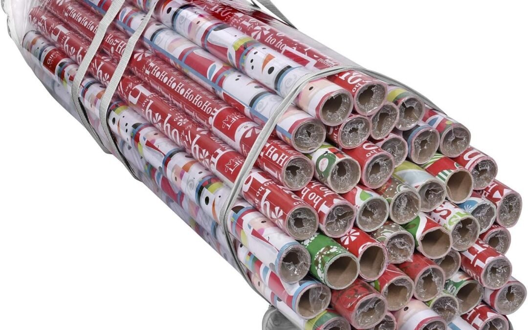 OEM ProPik Gift Wrap Organizer, Wrapping Paper Storage Bag, Fits Holiday Papers 40 Inch Long, Holds Up To 24 Rolls, Heavy Duty Clear PVC Bag with Handles (White & Clear) Factory