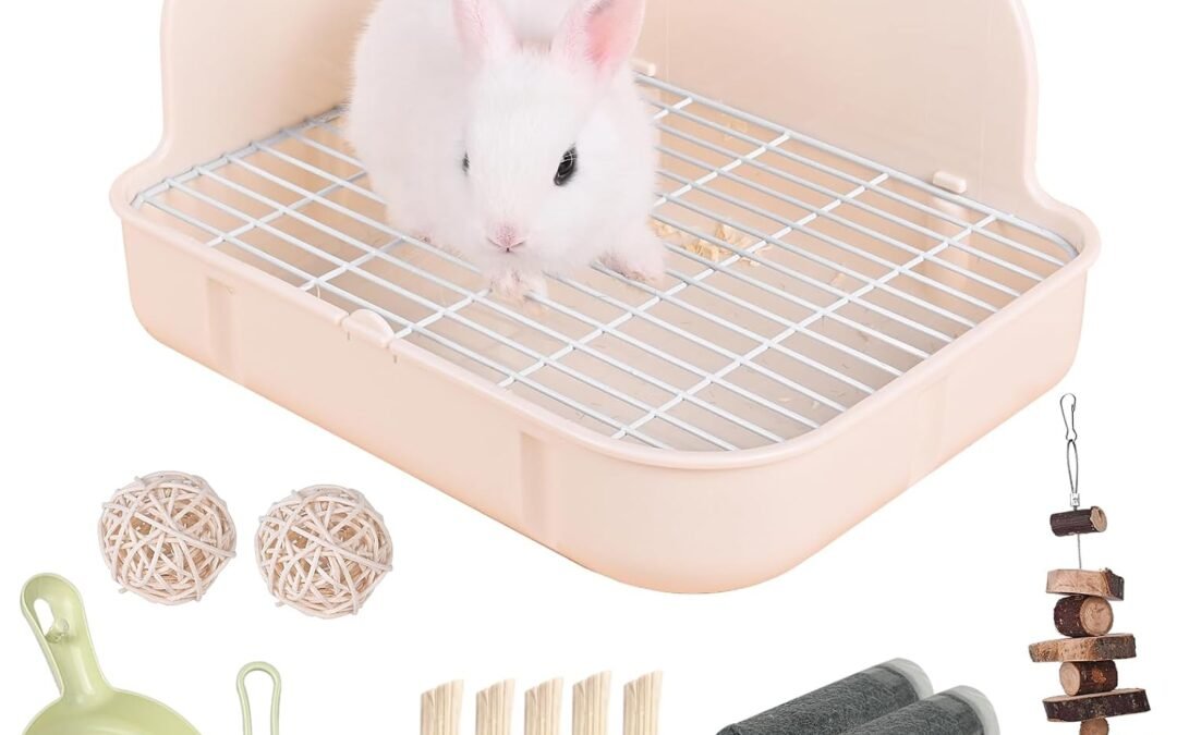 OEM RUBYHOME Rabbit Litter Box Toilet, Plastic Square Cage Box Potty Trainer Corner Litter Bedding Box Pet Pan for Small Animals, Rabbits, Guinea Pigs, Chinchilla, Ferret, Galesaur, 11.4 Inches (White) Factory