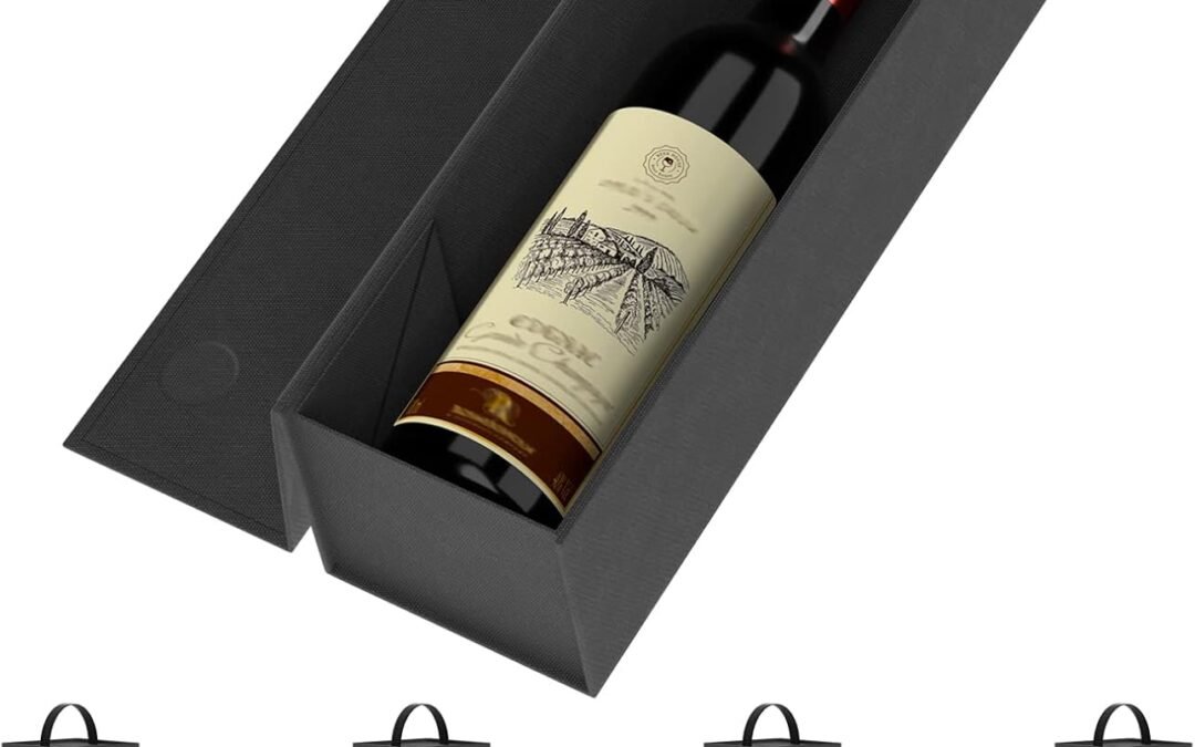 OEM RYDDOY Wine Gift Boxes, 12.8×3.7×3.7 Inches Black Wine Bottle Box With Handle for Liquor and Champagne Magnetic Closure Collapsible Gift Box for Party, Wedding, Gift Wrap, Storage (5 Pack) Factory