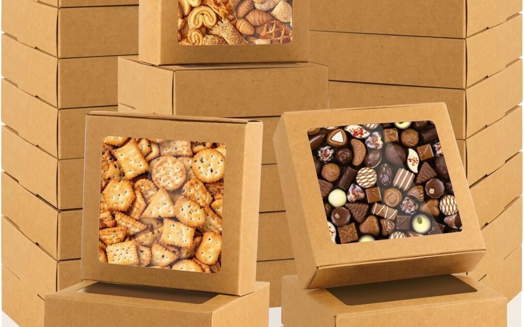 OEM RYKOMO 30 Pack 4.13 x 4.13 x 1.18 Inch Paper Gift Boxes Kraft Paper Boxes with Window Soap Boxes Paper Cookie Boxes With Window Small Gift Box for Treats Chocolate Gift Present Packaging(Brown) Factory