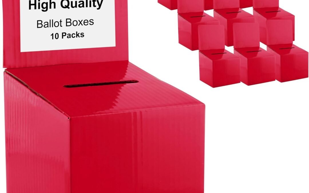 OEM Raffle Ticket Donation Collection Ballot Box Reusable Sturdy thick Cardboard with Slot comment Suggestion Box With Removable Header 6H x 6W x 6D, Display area 6H x 6W(Red 10 pack) Factory