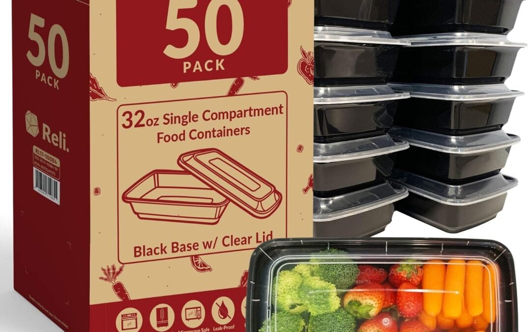OEM Reli. Meal Prep Containers (50 Pack, 32 oz.) | 1 Compartment Food Containers with Lids | Microwavable Freezer Dishwasher Safe – Bento Box Factory