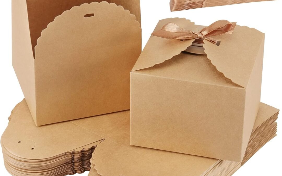 OEM SEUNMUK 30 Pack 4.7 x 4.7 x 3.5 Inch Brown Gift Boxes with Lid, Elegant Kraft Paper Gift Boxes with 30 Ribbons for Birthday Party, Weddings, Brown Factory
