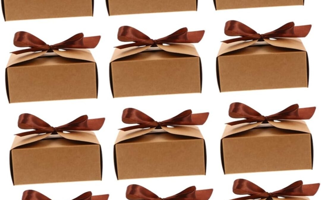 OEM SOPOTUTU 20Pcs Square Paper Candy Boxes Food Grade Dessert Wrapping Containers for Nougat Durable present Packaging Ribbon Factory