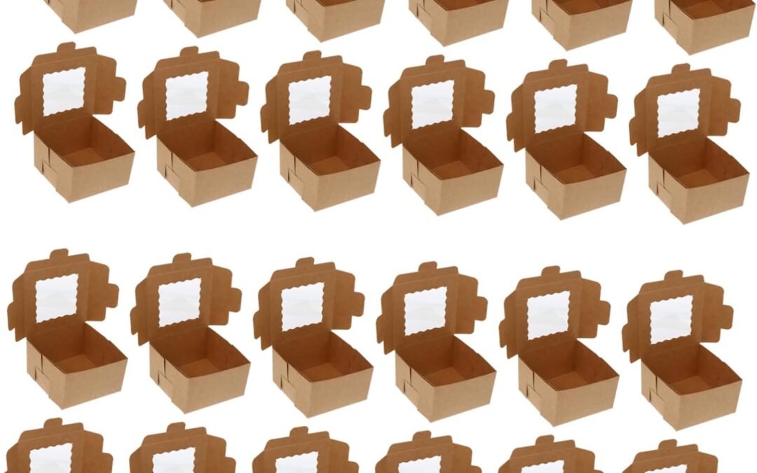 OEM STOBAZA 25pcs Muffin Cake Boxes with Clear Window Food Grade Paper Containers Oil for Cupcake Storage Desserts Factory