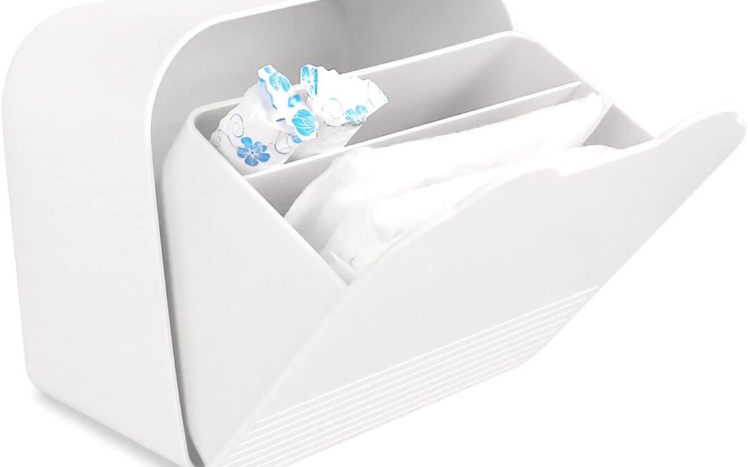 OEM Sanitary Napkin Storage Container,Plastic Portable Sanitary Napkin Organizer Box for Bathroom 6x6x3.5 inches First Period Bag for Girls,Women,Ladies(White) Factory