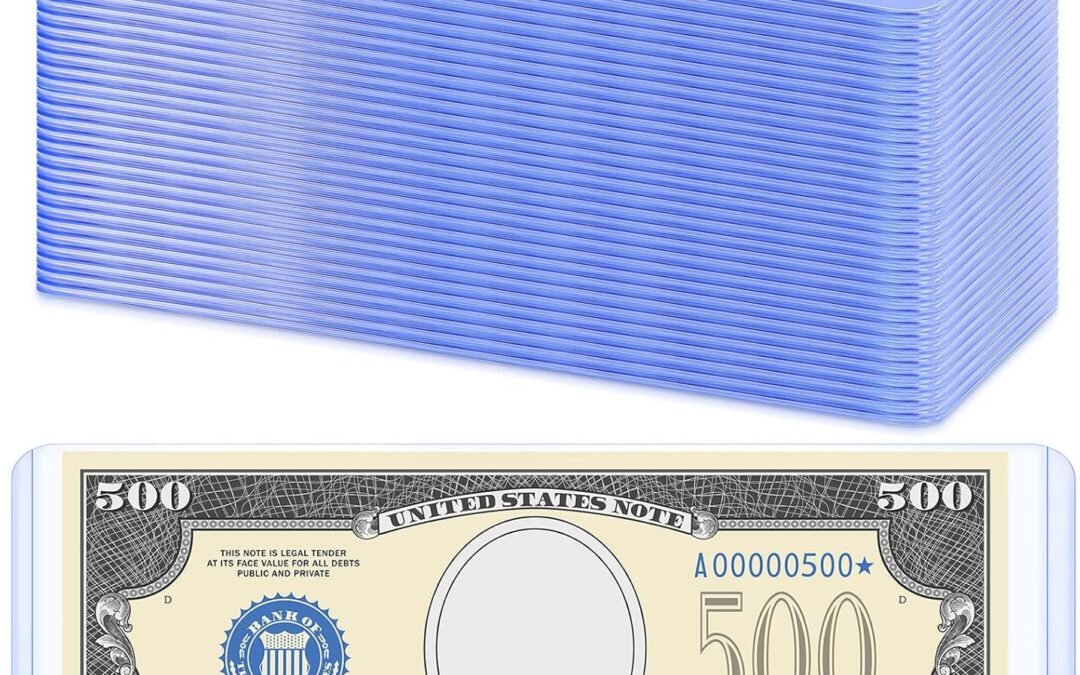 OEM Sepamoon 100 Pieces Bill Currency PVC Holders Clear Transparent Bill Sleeves Currency Display Holder for Regular Protector Case Supplies, 6.9 x 2.95 Inch Factory