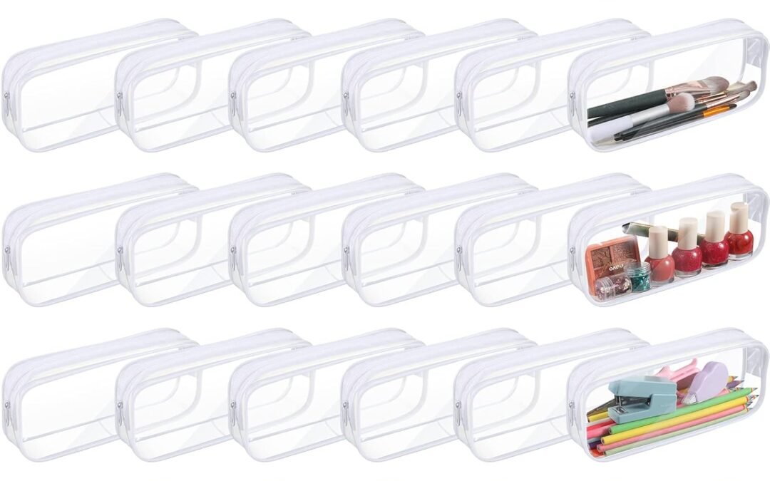 OEM Sepamoon 30 Pcs Cosmetic Pouch Bag with Zipper Transparent Waterproof PVC Pencil Case Clear Makeup Bags Brush Case Large Capacity Pencil for Office Stationery and Travel Storage(White) Factory