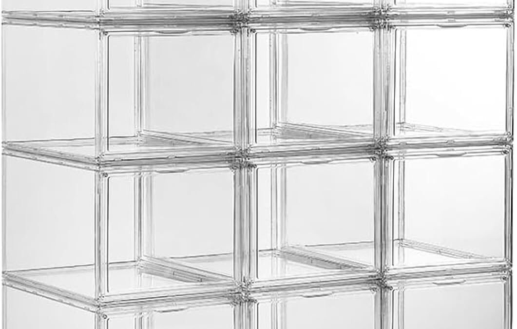 OEM Shoe Display Case, Shoe Storage Boxes Clear Acrylic Shoe Box Stackable Shoe Storage Sneakerheads Plastic Shoe Contianer with Magnetic Door Fit for US Size 15 (10 Pack) Factory